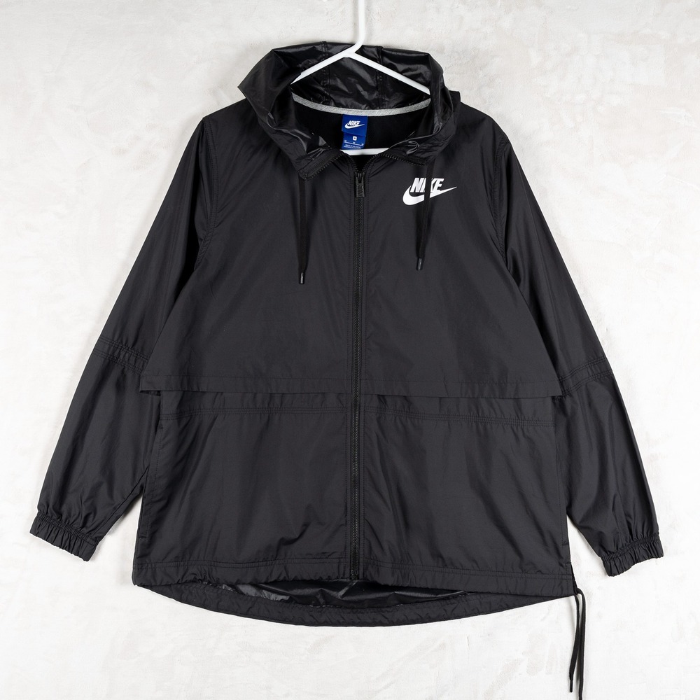 Nike Windbreaker Jacket Black Just Do It Hooded Size‎ Medium Sportswear